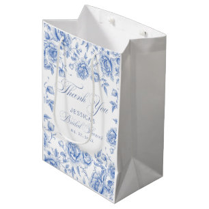 Sac Cadeau Moyen Elégant Bleu Chic Toile Chinoiserie Fête des marié