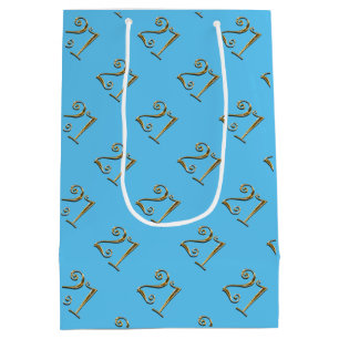 Sac Cadeau Moyen élégant bleu de 21ème or d'anniversaire