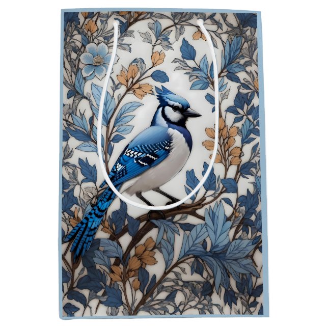 Sac Cadeau Moyen Elégant Blue Jay William Morris inspiré (Devant)