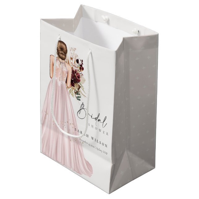 Sac Cadeau Moyen Elegant Boho Blush Mariage Gown Fête des mariées (Devant Angle)