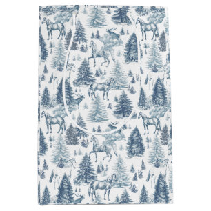 Sac Cadeau Moyen Elégant Cheval Blanc Vintage en Toile de Bois de N
