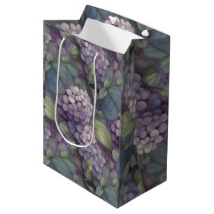 Sac Cadeau Moyen Elégant chic pourpre pourpre chic aquarelle fleuri