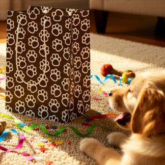 Sac Cadeau Moyen Elégant chien pattes de animal de compagnie brun
