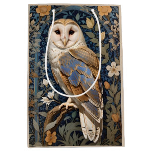 Sac Cadeau Moyen Élégant Chouette de la grange William Morris Inspi