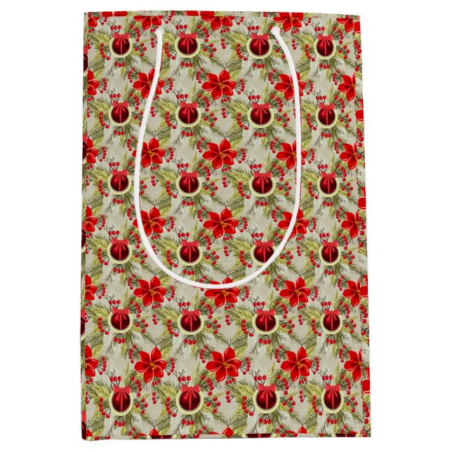 Sac Cadeau Moyen Elegant Christmas/Holiday (Devant)