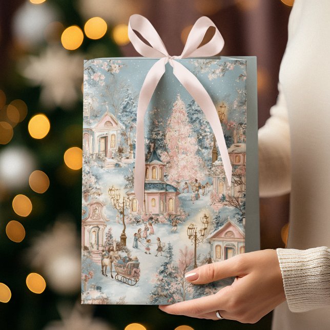 Sac Cadeau Moyen Elegant Christmas Whimsical Village | Gift Bag (Créateur téléchargé)