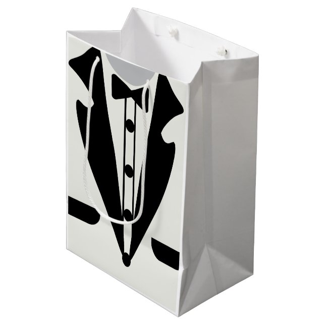 Sac Cadeau Moyen Élégant Classic Tuxedo Bow Cravate Graduation (Devant Angle)