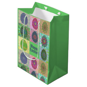 Sac Cadeau Moyen Élégant collage d'oeufs colorés Abstraits