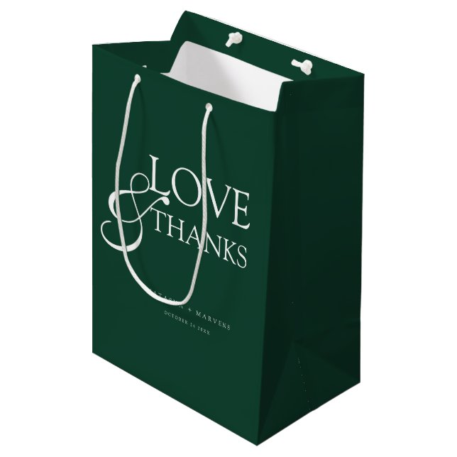 Sac Cadeau Moyen Elegant Emerald Green Wedding Thank You (Devant Angle)
