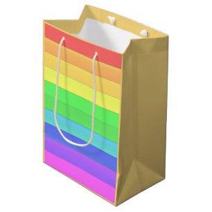 Sac Cadeau Moyen Élégant et amusant rayures arc-en-ciel colorées
