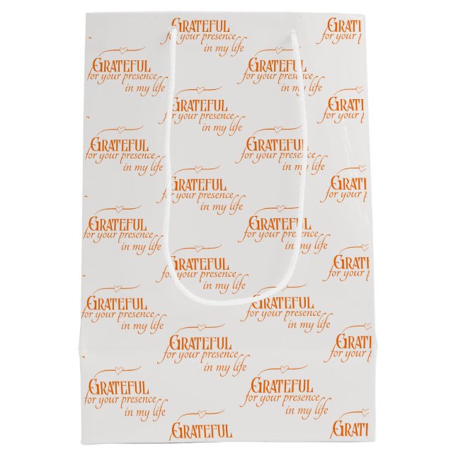 Sac Cadeau Moyen Élégant Grateful Thanksgiving Automne Citrouille O (Dos)