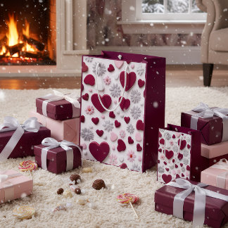 Sac Cadeau Moyen Elegant Heart & Floral Gift Bag