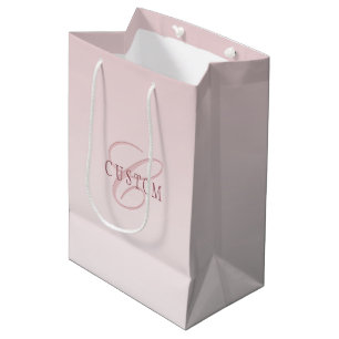 Sac Cadeau Moyen Élégant lettrage et monogramme Rose Ombre