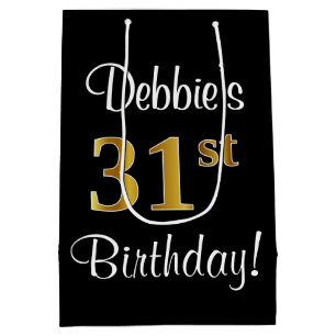 Sac Cadeau Moyen Elégant, Luxueux, Faux Gold Look 31e anniversaire