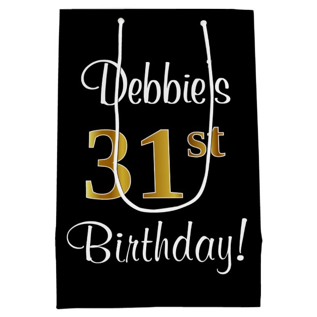 Sac Cadeau Moyen Elégant, Luxueux, Faux Gold Look 31e anniversaire (Dos)