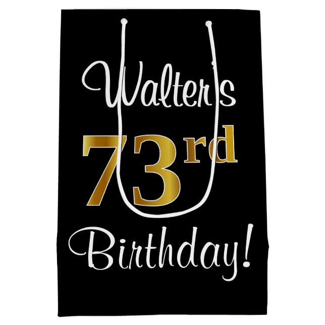 Sac Cadeau Moyen Elégant, Luxueux, Faux Gold Look 73ème anniversair (Dos)