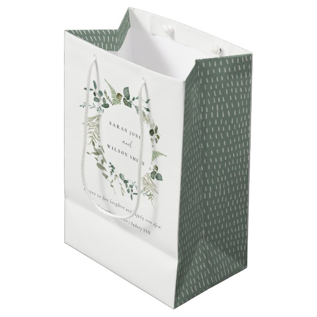 Sac Cadeau Moyen Elégant Mariage d'aquarelle d'Eucalyptus Botanique (Devant Angle)