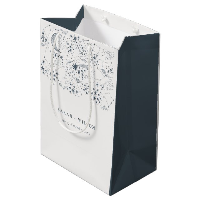 Sac Cadeau Moyen Élégant Mariage de la Lune de nuit étoilée de la M (Dos Angle)