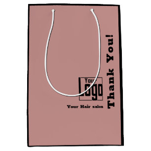 Sac Cadeau Moyen Élégant Merci Logo ! Salon des cheveux roses noirs