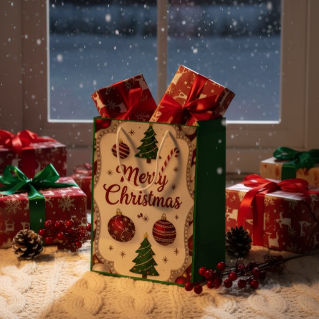 Sac Cadeau Moyen Elegant Merry Christmas Gift Bag (Créateur téléchargé)