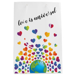 Sac Cadeau Moyen Élégant minimaliste coloré Rainbow Heart Design