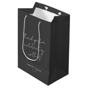 Sac Cadeau Moyen Élégant Minimaliste Mariage Personnalisé Écriture 