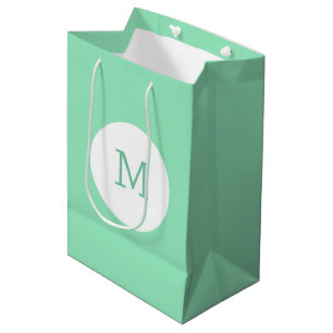 Sac Cadeau Moyen Élégant Mint vert couleur Monogramme Modèle modern