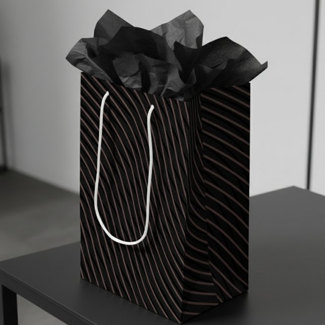 Sac Cadeau Moyen Élégant moderne rayé noir (Créateur téléchargé)
