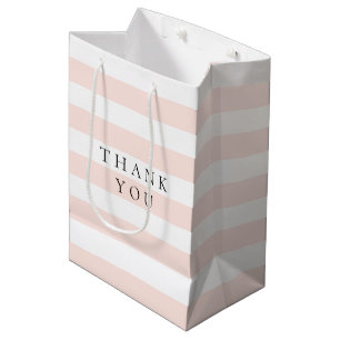 Sac Cadeau Moyen Élégant Moderne Rayures Blanches et Pêche