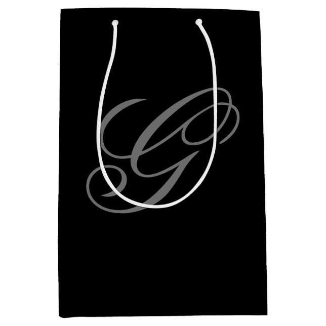 Sac cadeau moyen élégant monogramme (Devant)