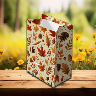 Sac Cadeau Moyen Élégant Motif Automne