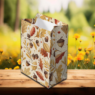 Sac Cadeau Moyen Élégant Motif Automne