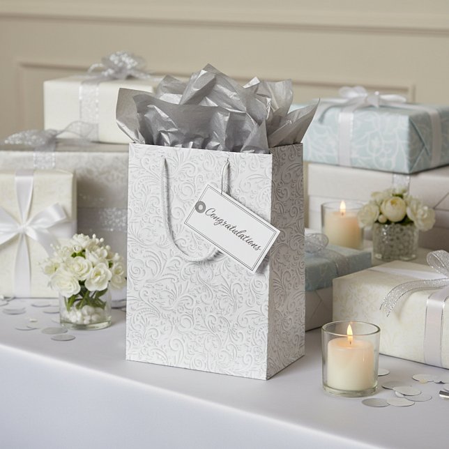 Sac Cadeau Moyen Élégant motif blanc (Créateur téléchargé)