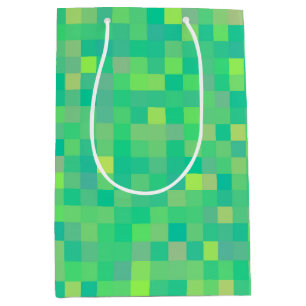 Sac Cadeau Moyen Élégant Motif de Pixel Multicolor Vert tendance