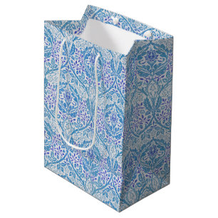 Sac Cadeau Moyen Élégant motif floral bleu