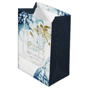 SAC CADEAU MOYEN ÉLÉGANT NAVY OR BLEU NUIT POISSON SOUS-MARIN ENTER