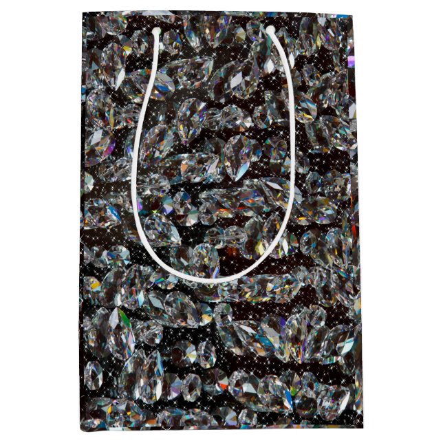 Sac Cadeau Moyen Élégant Parties scintillant de diamant (Devant)