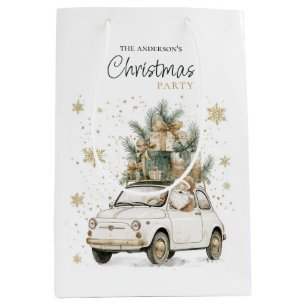 Sac Cadeau Moyen Élégant Père Noël aquarelle Soirée de Noël