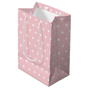 Sac Cadeau Moyen Élégant rougissent le modèle blanc rose de pois