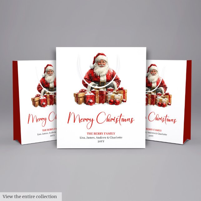 Sac Cadeau Moyen Elegant Santa Claus Minimalist Cozy Christmas Bag (Elegant Santa Claus Minimalist Cozy Christmas Bag)