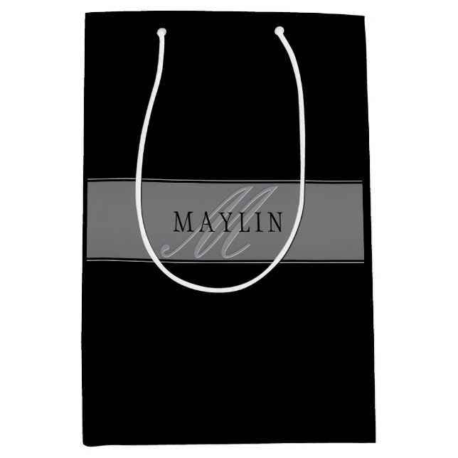 Sac Cadeau Moyen Élégant Script Modifiable Nom de l'entreprise/autr (Devant)