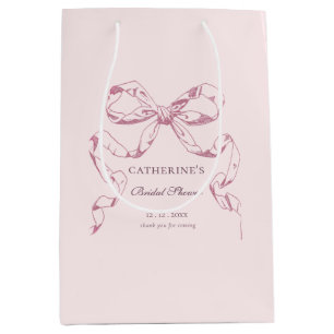 Sac Cadeau Moyen Elégant Vintage Fille Preppy Bows Pink Toile