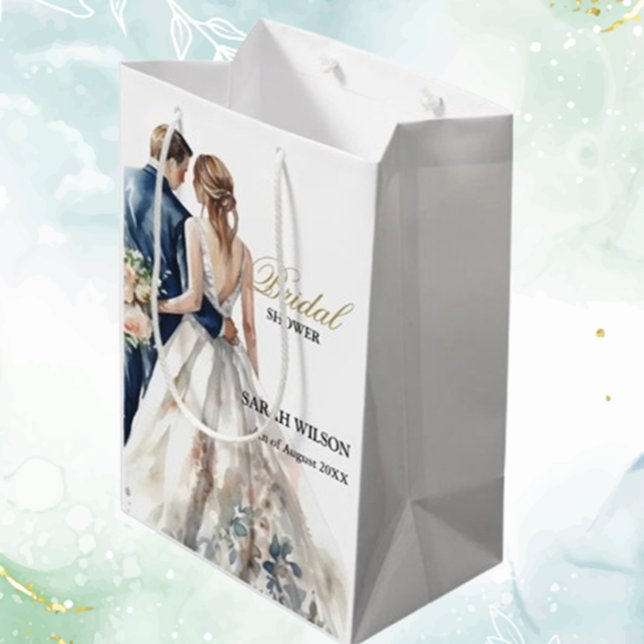 Sac Cadeau Moyen Elégante Fête des mariées Mariage Blush (Celebrate your special day with our elegant blush wedding bridal shower gift bag)
