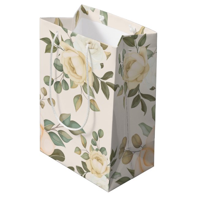 Sac Cadeau Moyen Élégante fleur chic (Dos Angle)