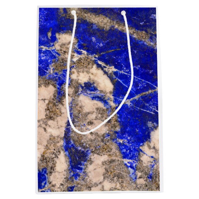 Sac Cadeau Moyen Elégante motif en marbre bleu blanc gris (Devant)