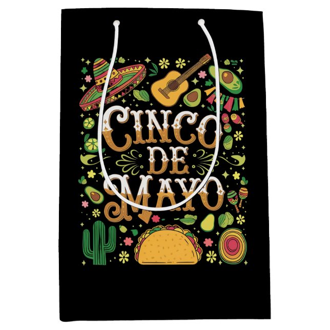 Sac Cadeau Moyen Éléments de fête mignons de la fête Cinco De Mayo (Devant)