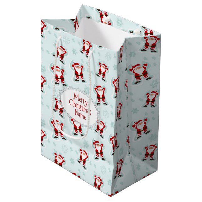 Sac Cadeau Moyen Éléments de Noël Père Noël (Devant Angle)