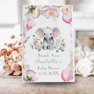 Sac Cadeau Moyen Eléphant Bébé avec pivoines et Baby shower Ballons