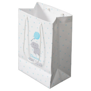 Sac Cadeau Moyen Eléphant mignon avec Baby shower de ballon garçon