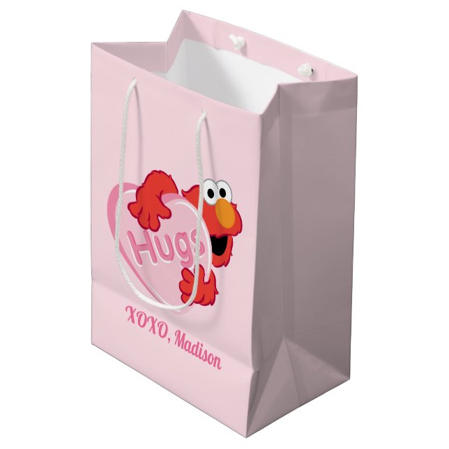 Sac Cadeau Moyen Elmo "Hugs" Valentine Heart Candy (Devant Angle)